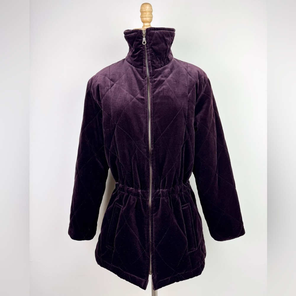 Talbots Vintage Velvet Quilted Purple Jacket